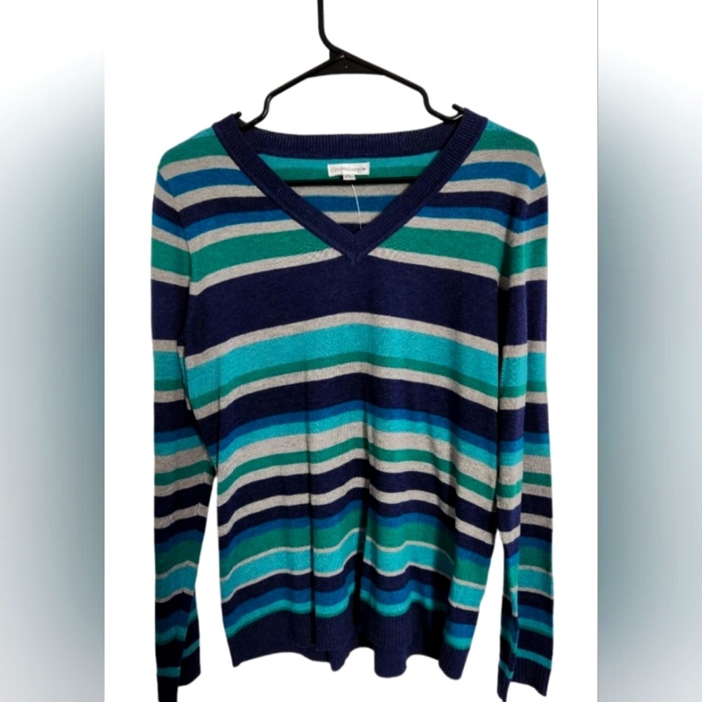 Croft and Barrow v neck striped sweater womans size Medium